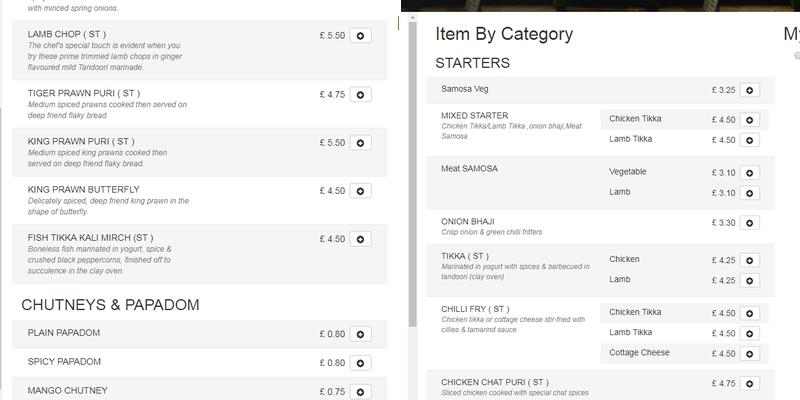 Saffron House Watford Menu