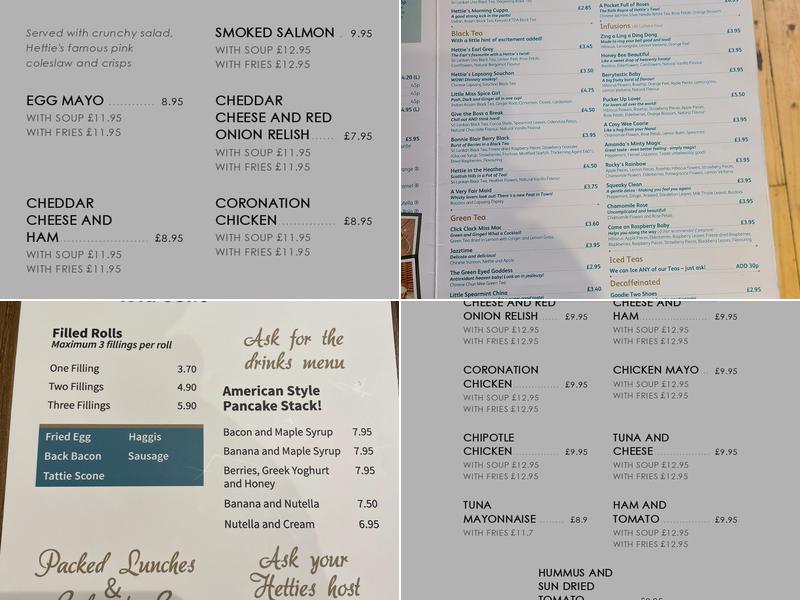 Hettie's Tea Rooms Menu