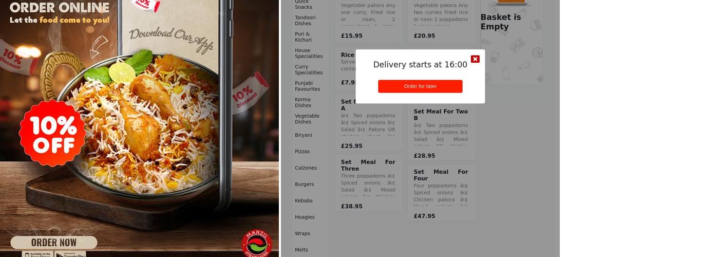 Manzil Takeaway Menu