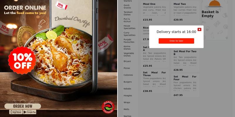 Manzil Takeaway Menu