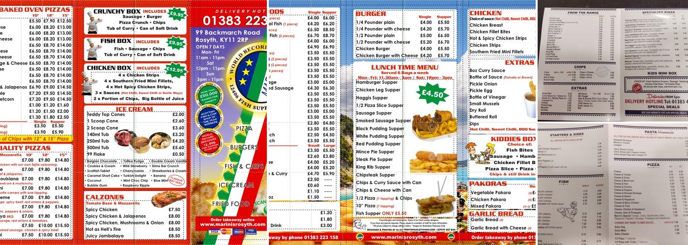 Marini's Rosyth Takeaway Menu