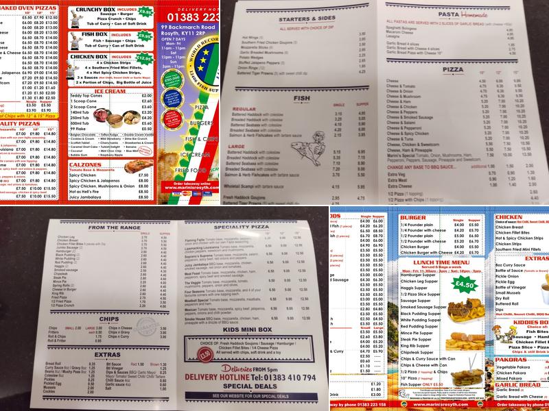 Marini's Rosyth Takeaway Menu