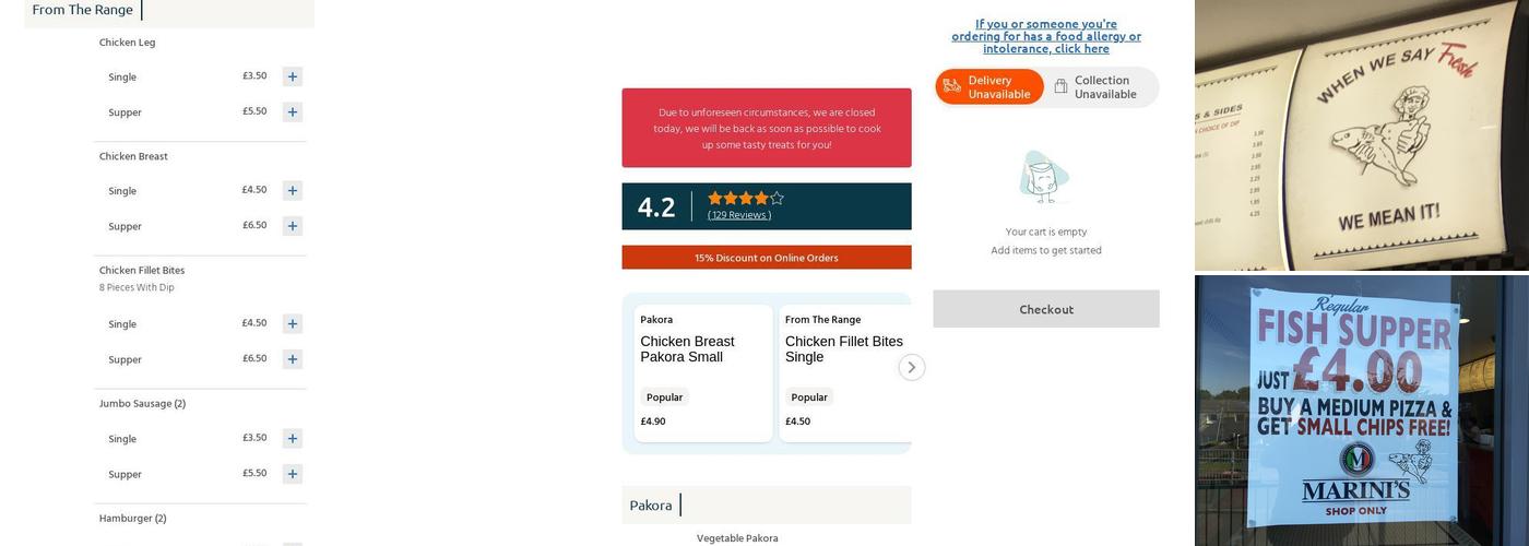 Marini's Takeaway Dunfermline Menu