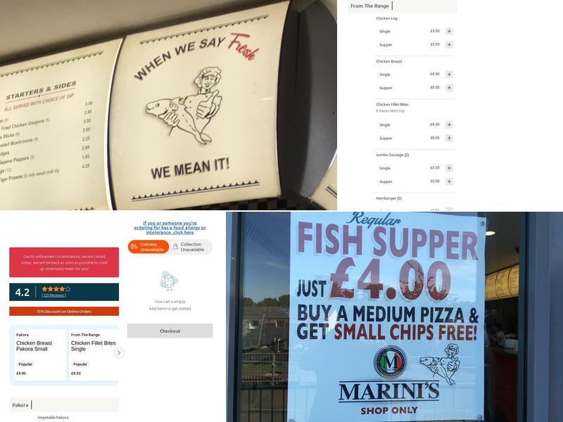 Marini's Takeaway Dunfermline Menu