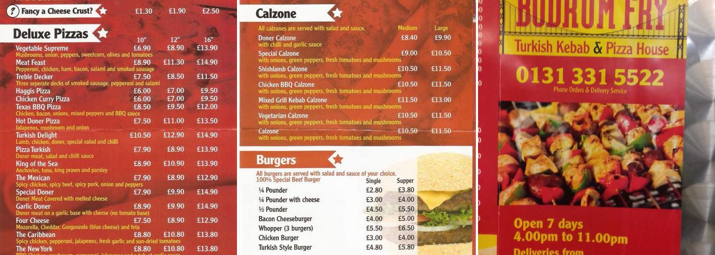 Bodrum Fry & Kebab House Menu
