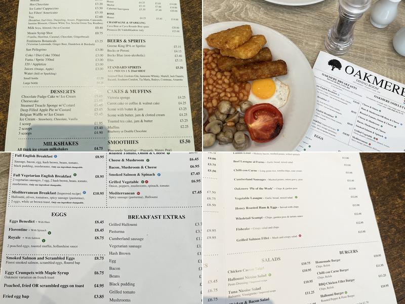 Oakmere Tea & Dining Room Menu