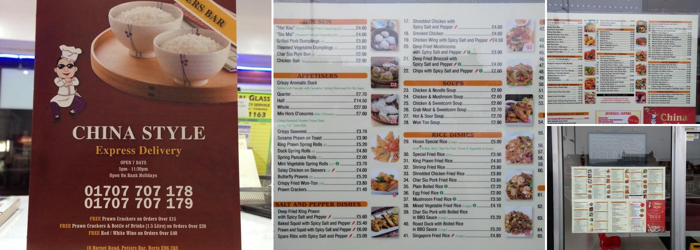 China Style Menu