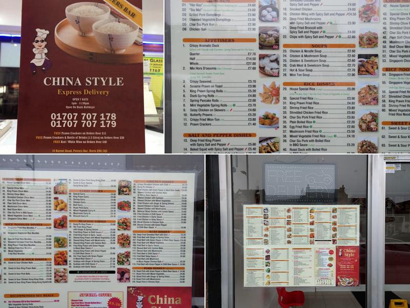 China Style Menu