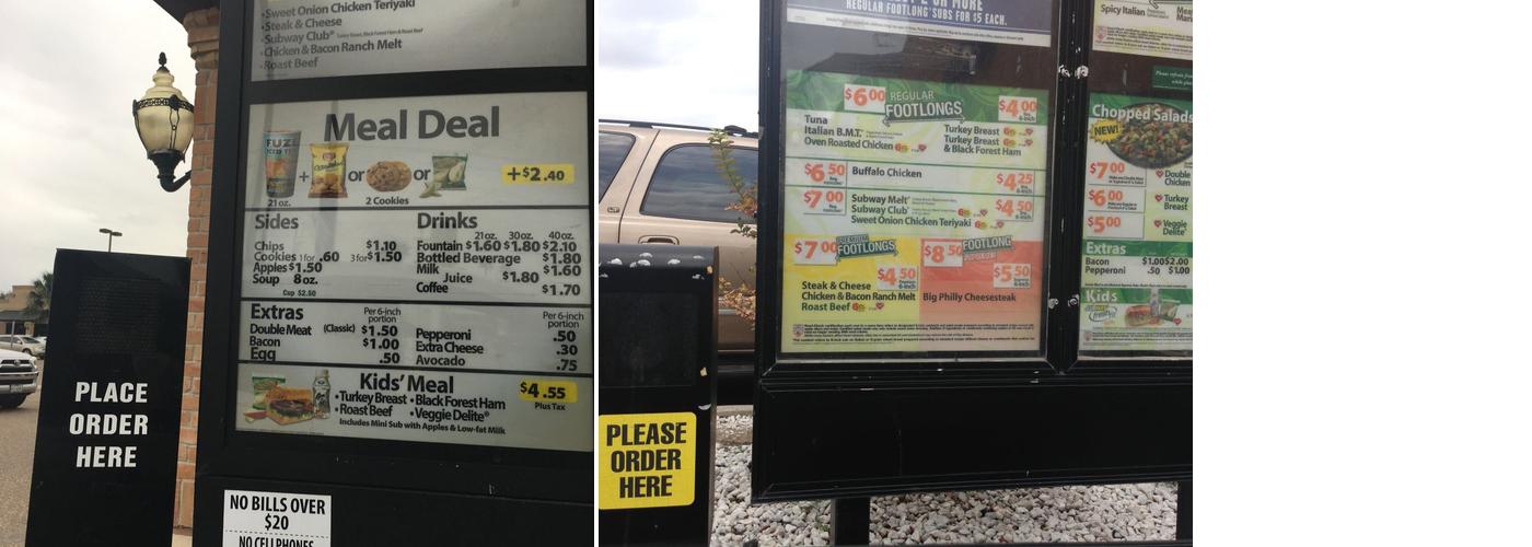 Subway Menu