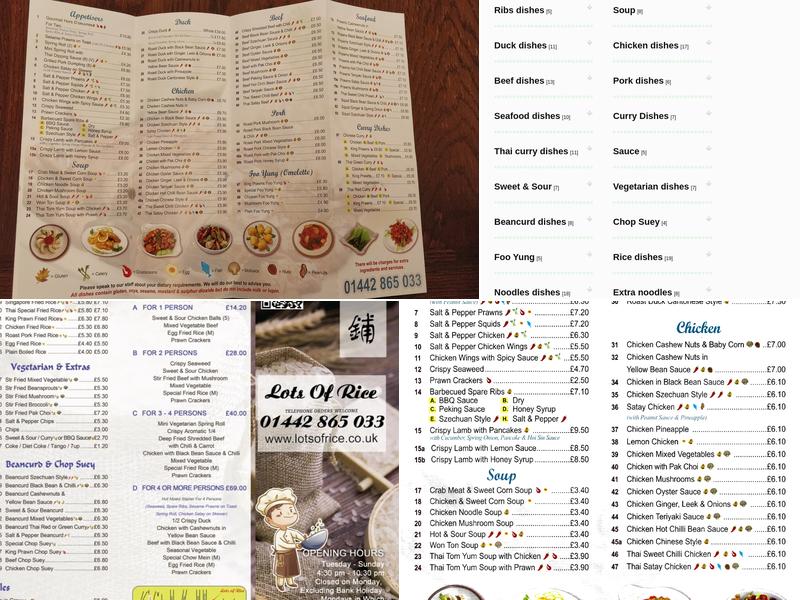 Lots Of Rice Berkhamsted Menu