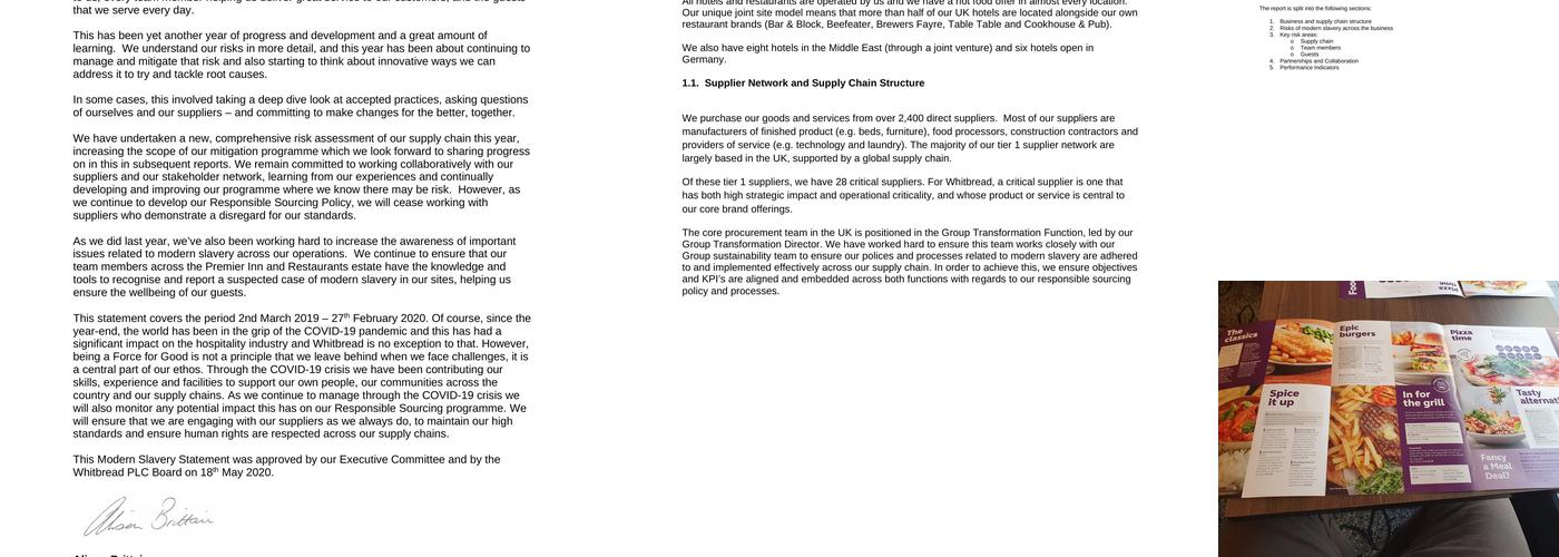 Premier Inn Hemel Hempstead West hotel Menu