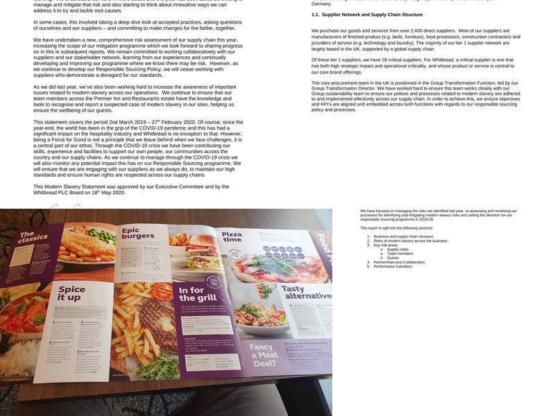 Premier Inn Hemel Hempstead West hotel Menu