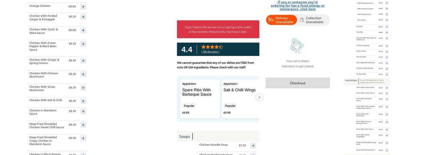 Jasmine Takeaway Menu