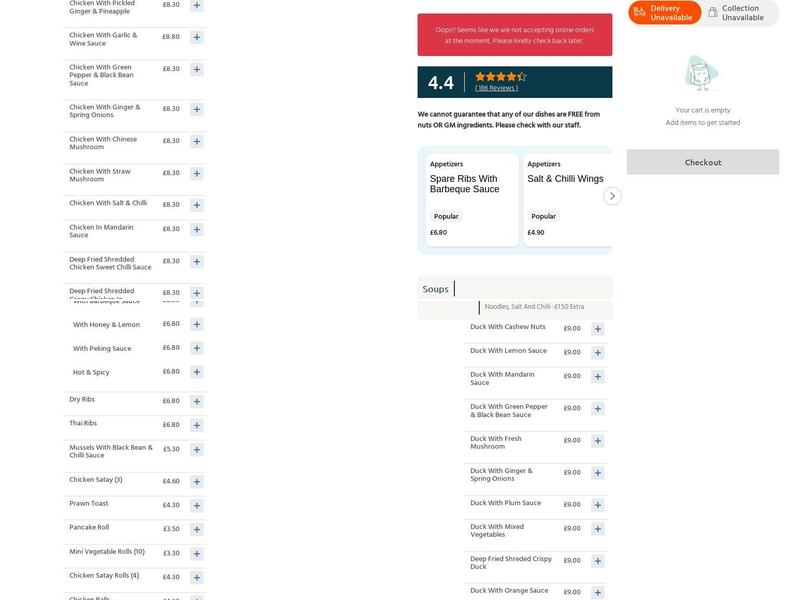 Jasmine Takeaway Menu