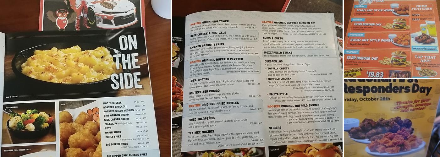 Hooters Menu