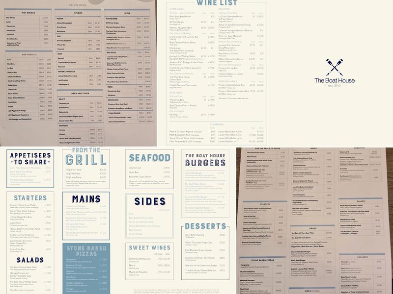 The Boat House Menu