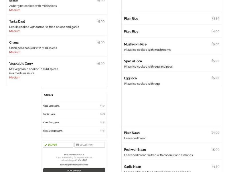 Neelakash Restaurant Menu