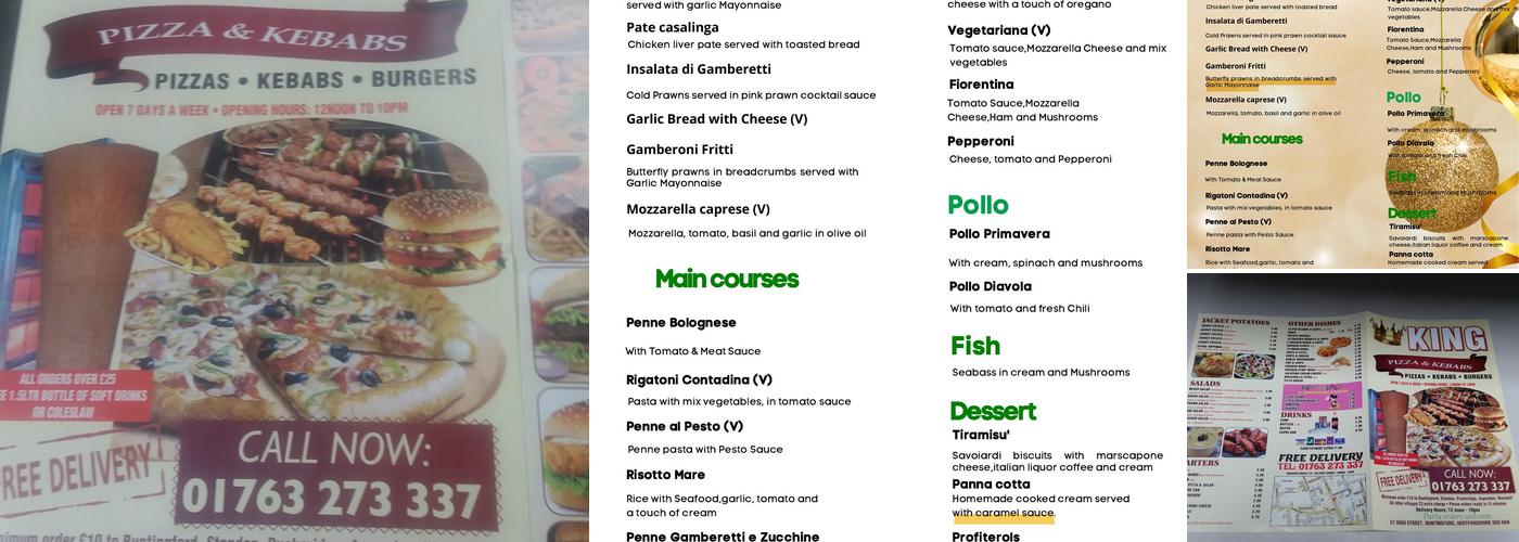 Kings Pizza Kebab Buntingford Menu