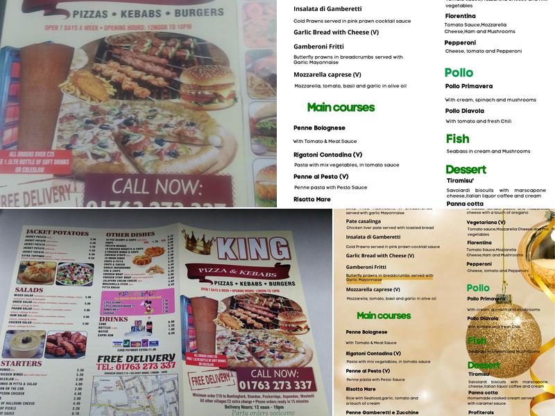 Kings Pizza Kebab Buntingford Menu