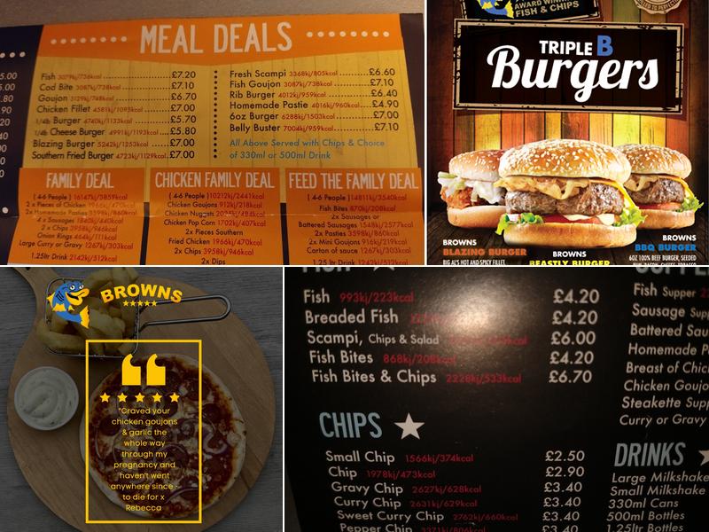 Browns Award Winning Fish & Chips Menu