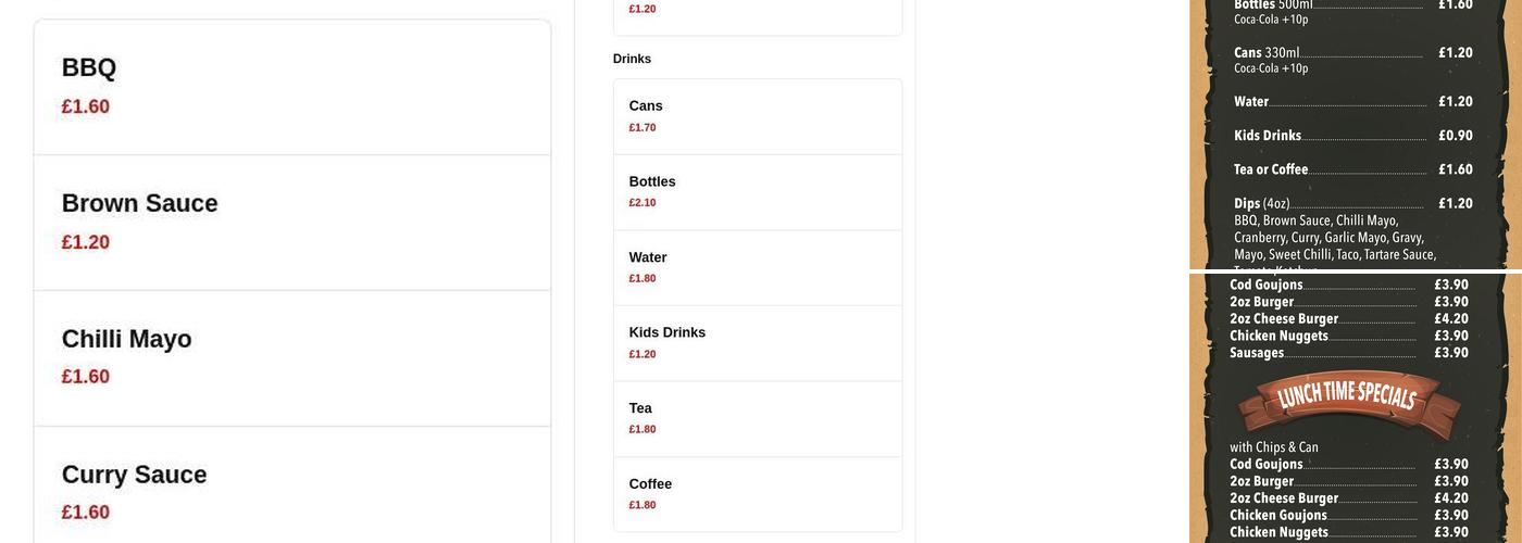 The Prom Chippy Menu