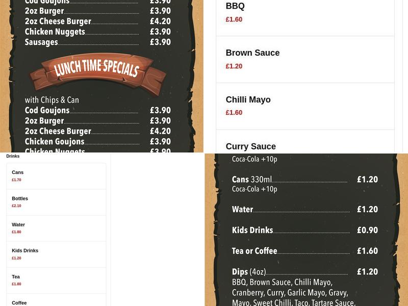 The Prom Chippy Menu
