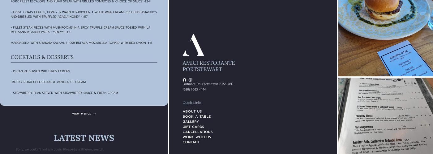 Amici Ristorante Menu