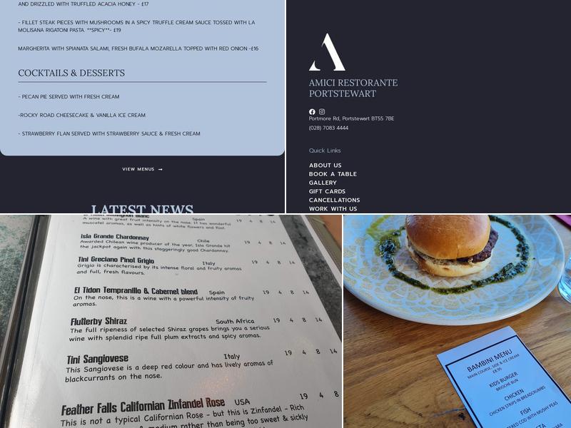 Amici Ristorante Menu