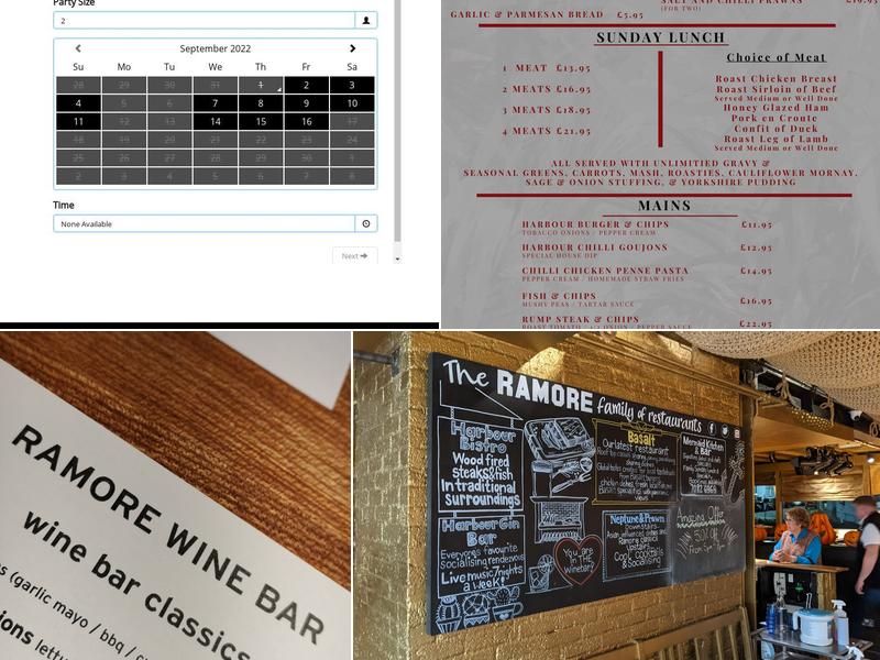 Ramore Restaurants, Portrush Menu