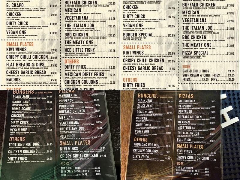 Kiwi's Brew Bar Menu