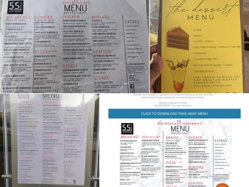 55 Degrees North | Restaurant | Bistro | Cafe Menu