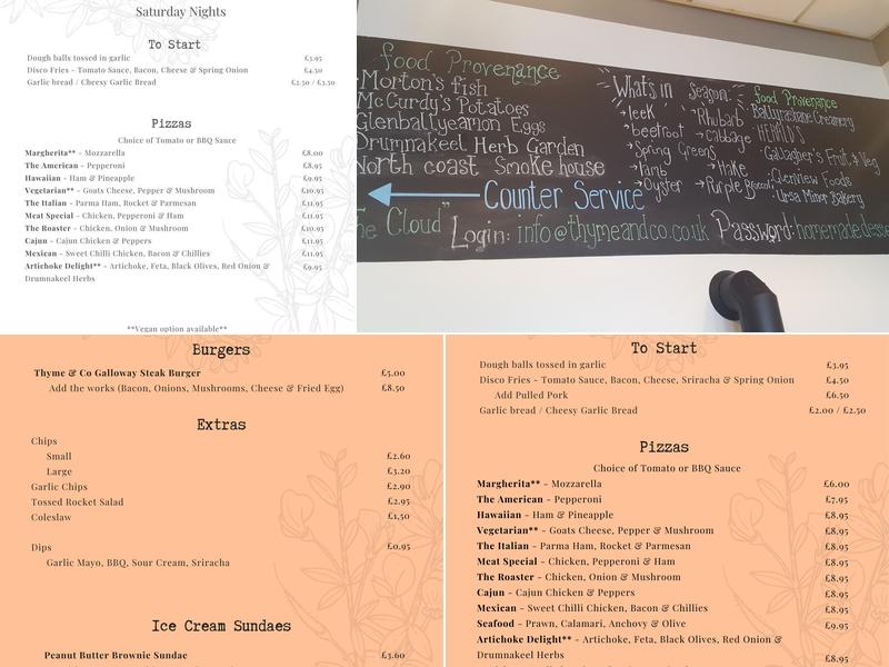 Thyme & Co Cafe & Pizzeria Menu