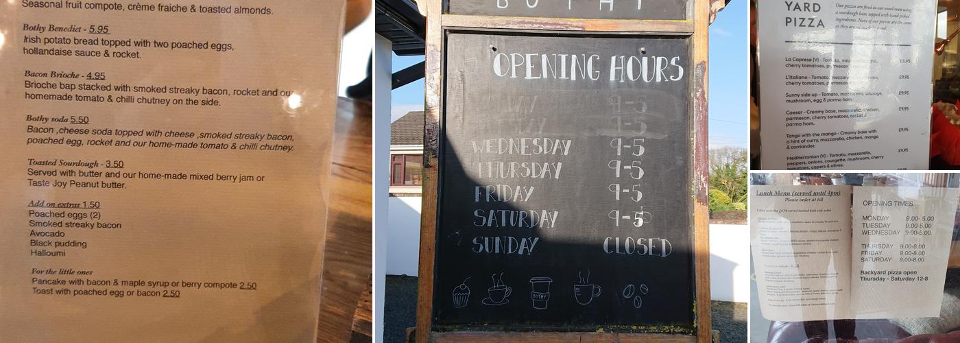 Bothy White Park Bay Menu