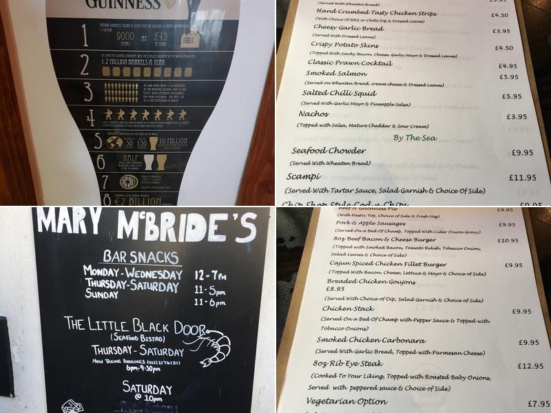 Mary McBride's Bar Menu