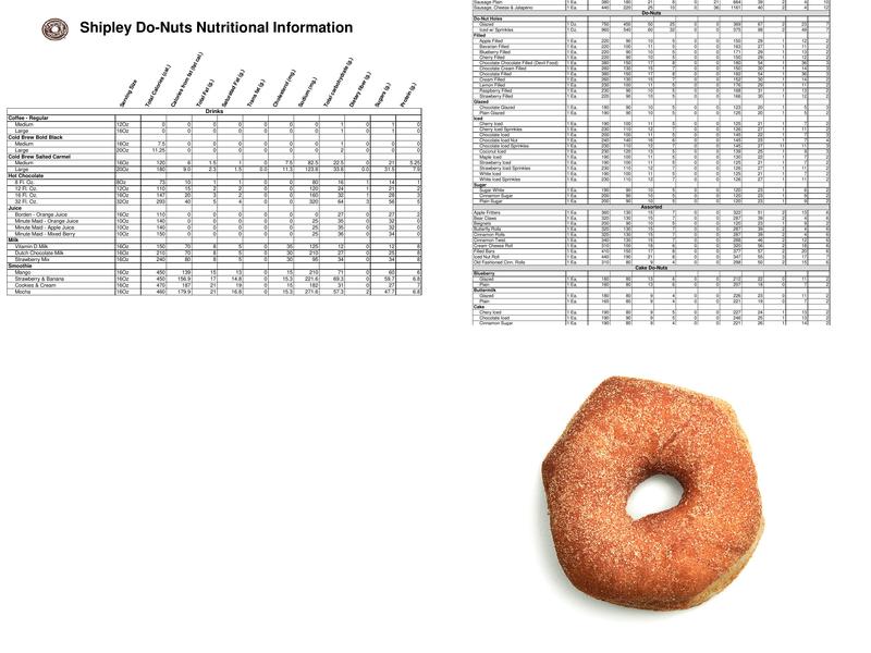 Shipley Do-Nuts Menu