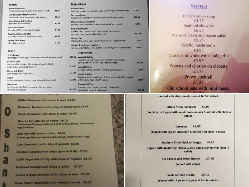 Tam O Shanter Menu