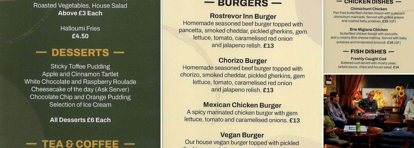 The Rostrevor Inn Menu