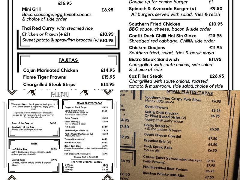 No7 Duke Street (The Duke) Menu