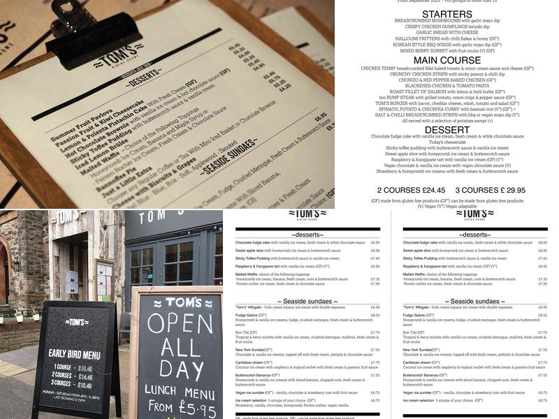 Tom's Dining Rooms Bangor Menu