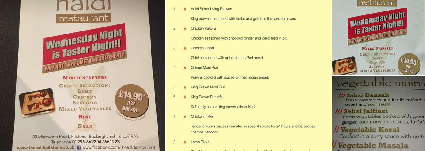 Haldi Restaurant Menu
