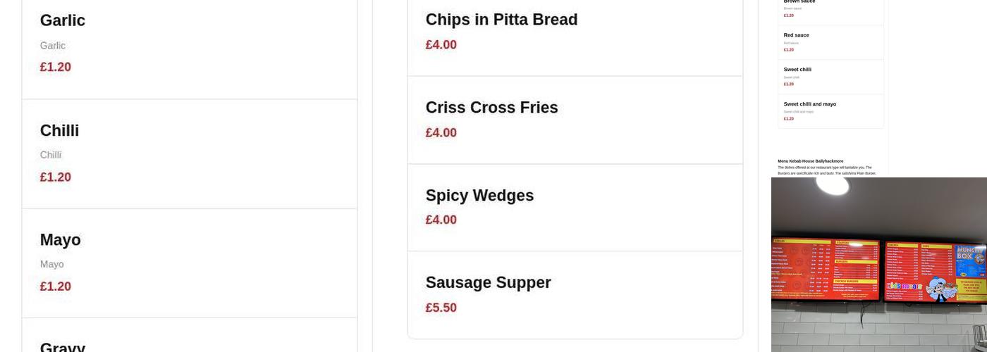 Kebab House Ballyhackamore Menu