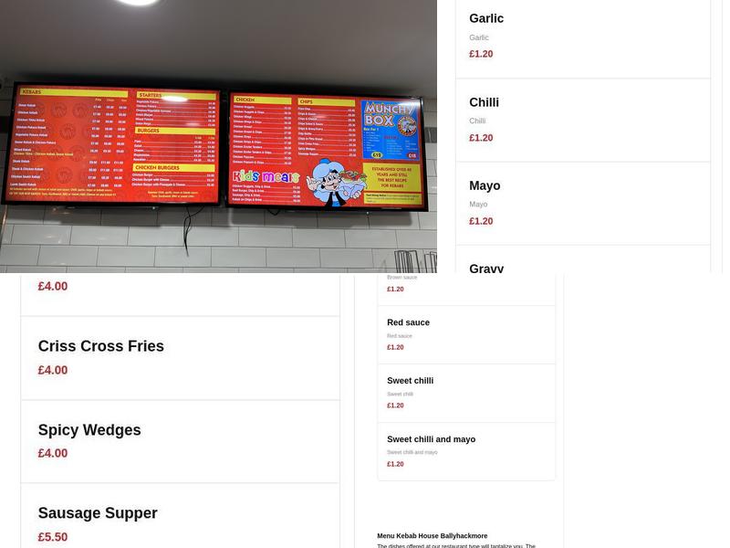 Kebab House Ballyhackamore Menu