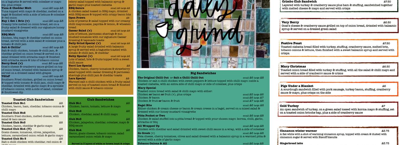 The Daily Grind Menu