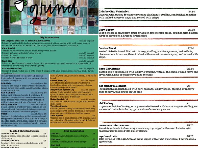 The Daily Grind Menu