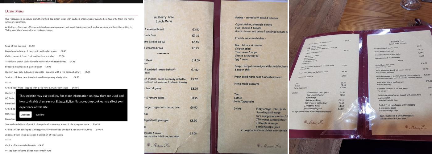 Mulberry Tree Restaurant Menu