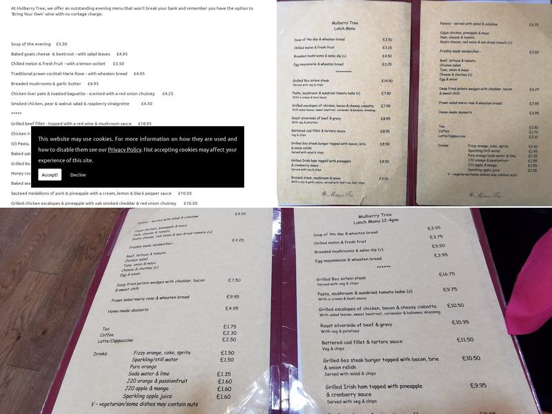 Mulberry Tree Restaurant Menu