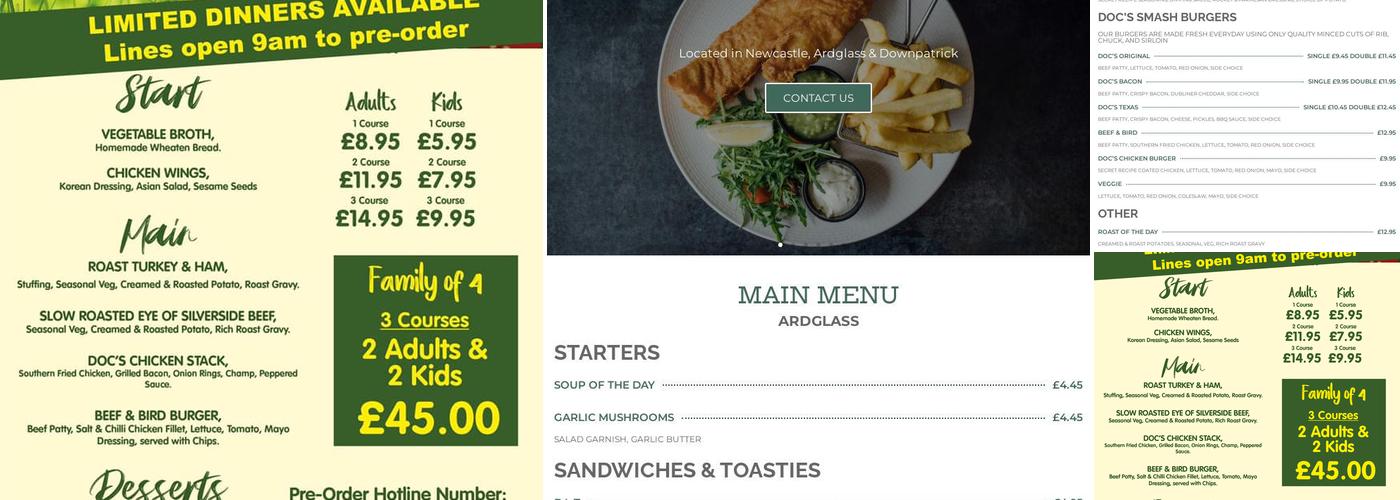 Doc's Fish & Chips, Ardglass Menu