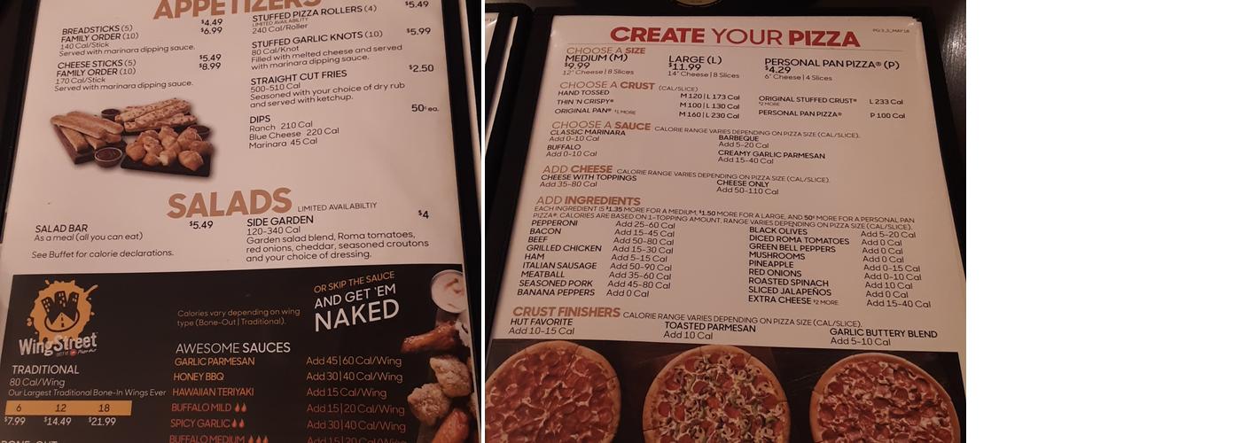 Pizza Hut Menu
