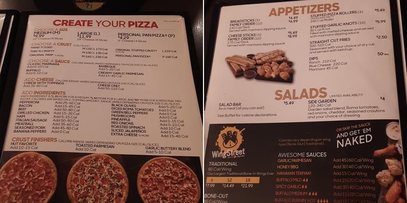 Pizza Hut Menu