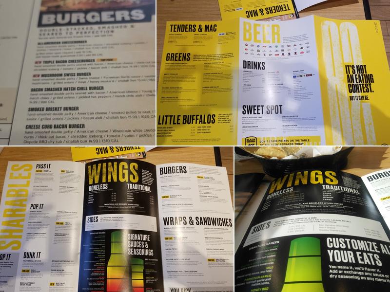 Buffalo Wild Wings Menu